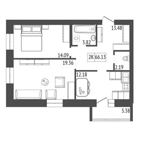 Квартира 66,1 м², 2-комнатная - изображение 1