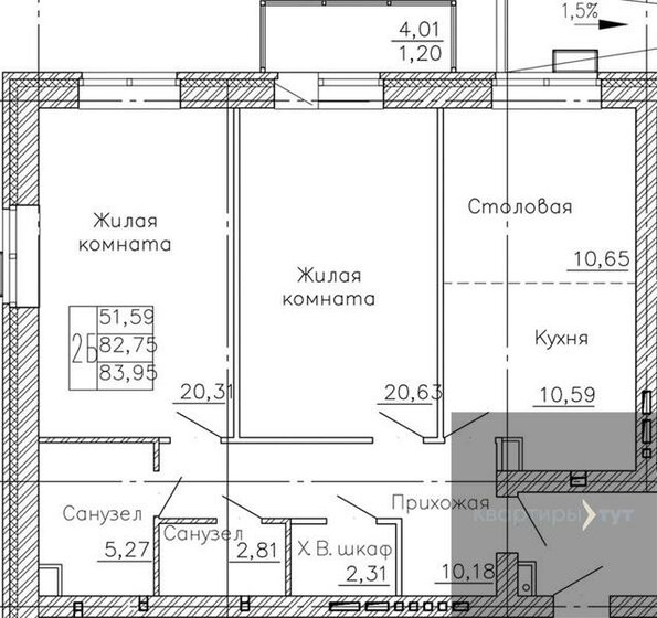 84 м², 2-комнатная квартира 9 870 002 ₽ - изображение 1