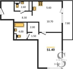 Квартира 51,4 м², 1-комнатная - изображение 1