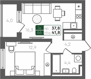 30,7 м², 1-комнатная квартира 2 300 000 ₽ - изображение 67