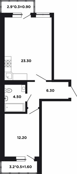 49,1 м², 1-комнатная квартира 7 954 200 ₽ - изображение 1