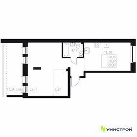Квартира 60,6 м², 1-комнатная - изображение 1