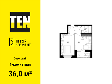 Квартира 36 м², 1-комнатная - изображение 1