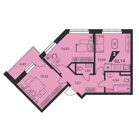 60,4 м², 2-комнатная квартира 9 724 400 ₽ - изображение 4