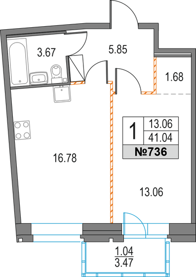 41 м², 1-комнатная квартира 11 516 971 ₽ - изображение 15