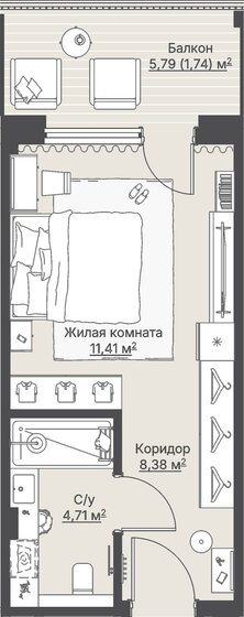 34,3 м², 1-комнатные апартаменты 14 746 000 ₽ - изображение 32