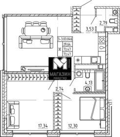 72,4 м², 2-комнатная квартира 29 267 094 ₽ - изображение 8