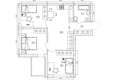 64,6 м², 3-комнатная квартира 6 255 000 ₽ - изображение 85