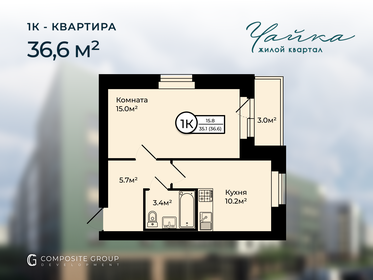 Квартира 36,6 м², 1-комнатная - изображение 1