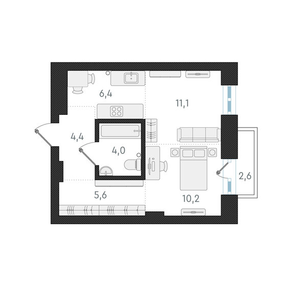 41,7 м², 2-комнатная квартира 8 550 000 ₽ - изображение 1