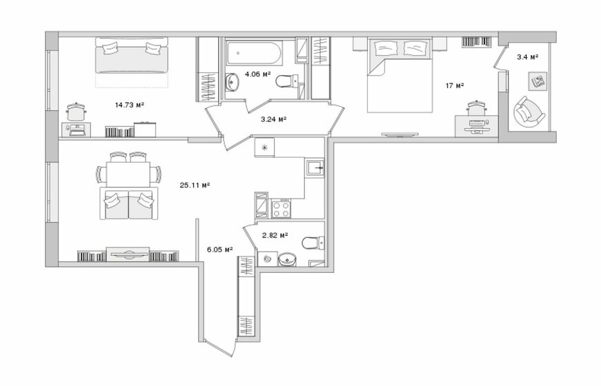 76,4 м², 2-комнатная квартира 23 970 730 ₽ - изображение 1