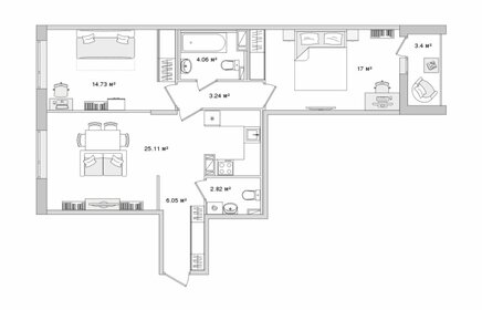 Квартира 76,4 м², 2-комнатная - изображение 1