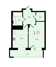 Квартира 42,7 м², 1-комнатная - изображение 1