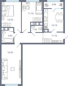 Квартира 72,6 м², 3-комнатная - изображение 1