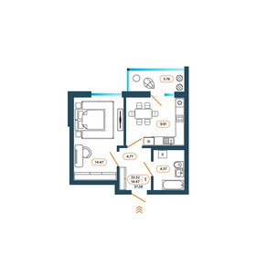 34,5 м², 1-комнатная квартира 4 200 000 ₽ - изображение 64