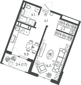 Квартира 37,9 м², 1-комнатная - изображение 1