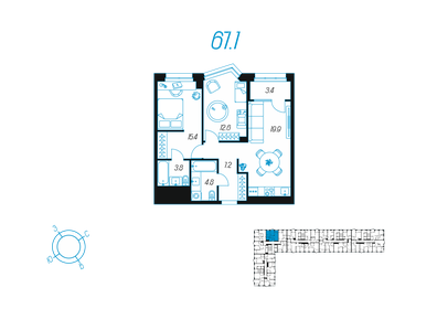 73,6 м², 2-комнатная квартира 10 249 192 ₽ - изображение 35