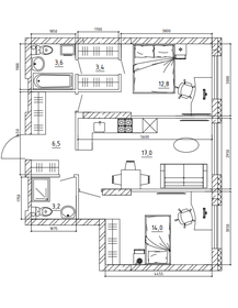 Квартира 61,9 м², 3-комнатная - изображение 1