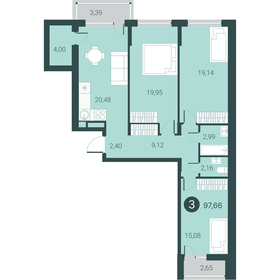 Квартира 97,7 м², 3-комнатная - изображение 1