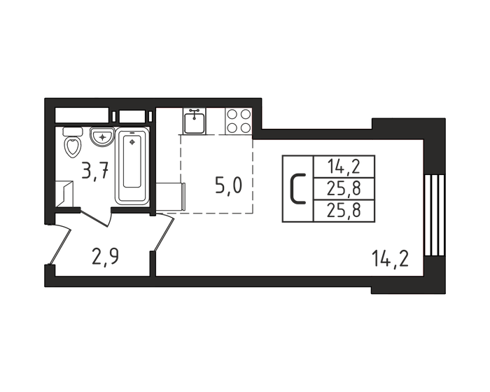 25,8 м², квартира-студия 4 767 195 ₽ - изображение 1