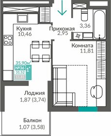 Квартира 31,5 м², 1-комнатная - изображение 1