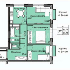 Квартира 54,8 м², 2-комнатная - изображение 2