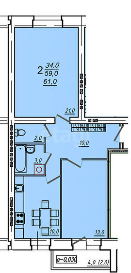 61 м², 2-комнатная квартира 5 246 000 ₽ - изображение 51