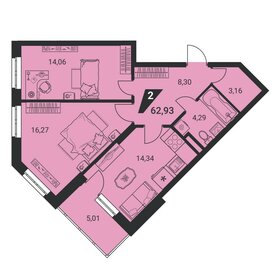 Квартира 62,9 м², 2-комнатная - изображение 1