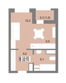 Квартира 28,7 м², 1-комнатная - изображение 1
