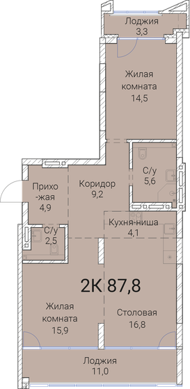 87,8 м², 2-комнатная квартира 14 203 200 ₽ - изображение 1