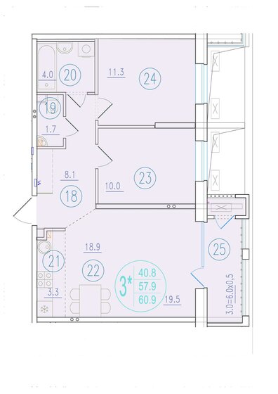 60,9 м², 3-комнатная квартира 10 292 100 ₽ - изображение 1