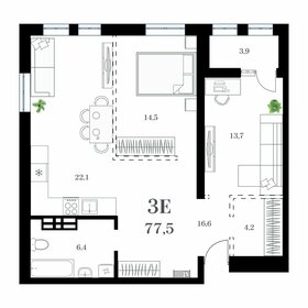 Квартира 77 м², 2-комнатная - изображение 1