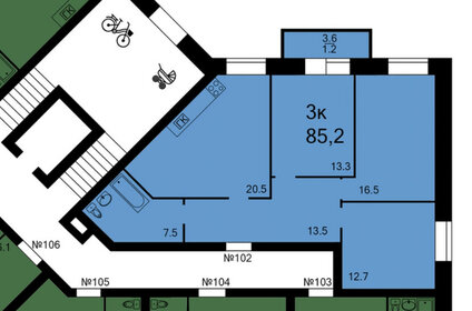 Квартира 85,2 м², 3-комнатная - изображение 1