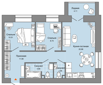 Квартира 61 м², 3-комнатная - изображение 1