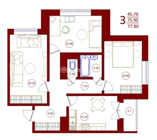 76,6 м², 3-комнатная квартира 5 718 400 ₽ - изображение 11