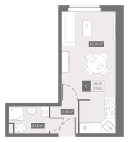 21,2 м², квартира-студия 6 300 000 ₽ - изображение 111