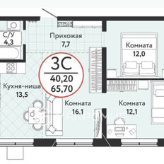 Квартира 66 м², 3-комнатная - изображение 1