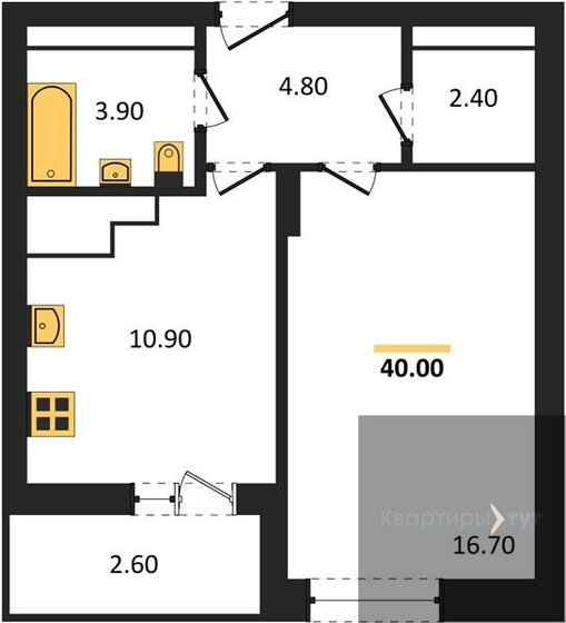 39,8 м², 1-комнатная квартира 5 373 000 ₽ - изображение 1
