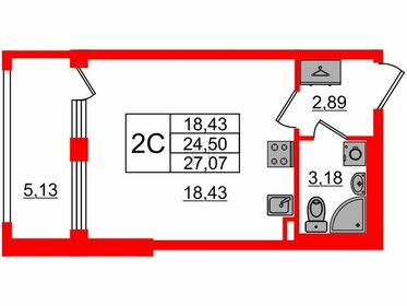 Квартира 24,5 м², студия - изображение 1