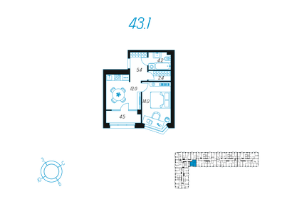 44,2 м², 1-комнатная квартира 6 540 000 ₽ - изображение 76