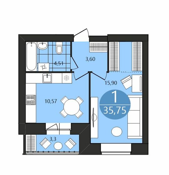 31,2 м², 1-комнатная квартира 3 500 000 ₽ - изображение 113