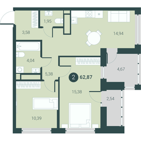 64 м², 2-комнатная квартира 6 500 000 ₽ - изображение 48