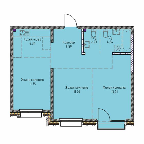 60,3 м², 3-комнатная квартира 10 549 000 ₽ - изображение 1