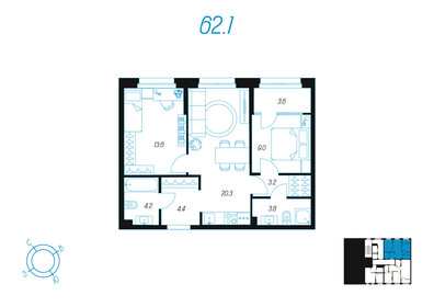62 м², 2-комнатная квартира 10 242 098 ₽ - изображение 42