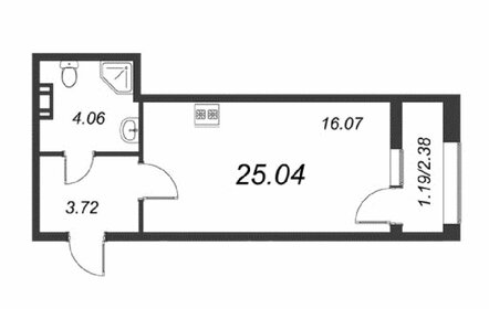 Квартира 25,1 м², студия - изображение 1