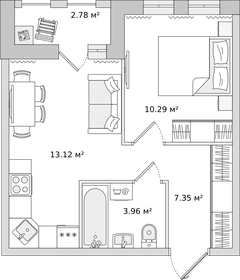 34,3 м², 1-комнатная квартира 5 391 566 ₽ - изображение 57