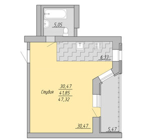 Квартира 47,3 м², студия - изображение 1
