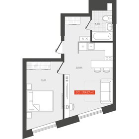 Квартира 39,9 м², 2-комнатные - изображение 1