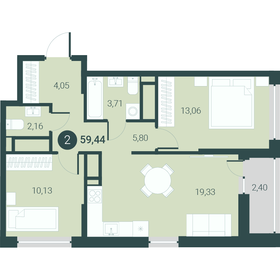 59,4 м², 2-комнатная квартира 7 280 000 ₽ - изображение 4