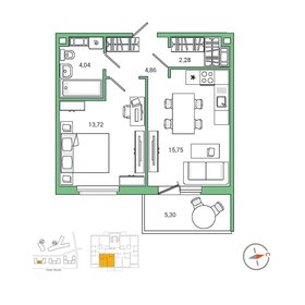 Квартира 42,4 м², 1-комнатная - изображение 1